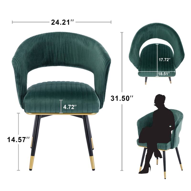 Swivel Velvet Dining Chair with Metal Legs, Set of 2