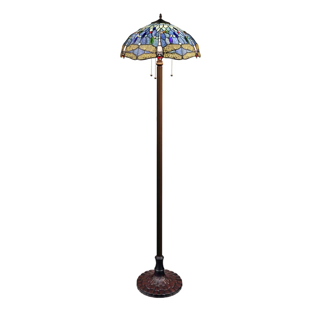 Tiffany-Style Dragonfly Design Dark Bronze Floor Lamp - Dark Bronze - Dark Bronze