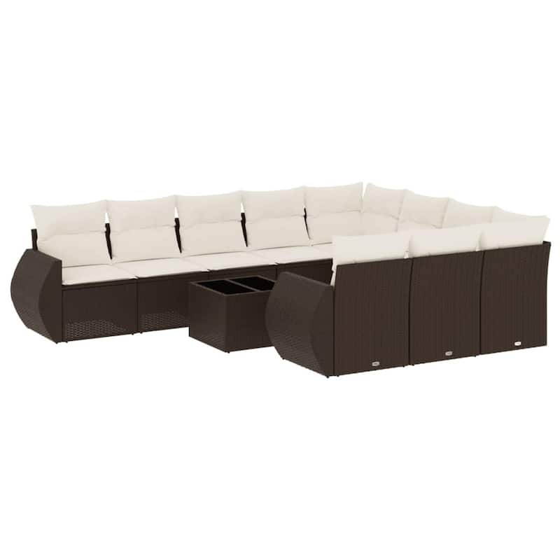 vidaXL Patio Sofa Set with Cushions Outdoor Conversation Furniture Poly Rattan