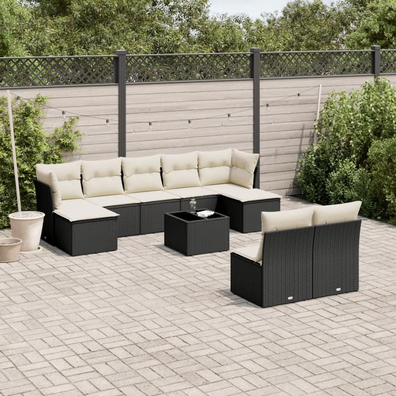 vidaXL Garden Sofa Set Black - 21.7 x 21.7 x 14.6
