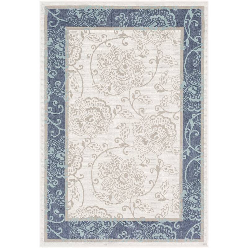 Janelle Indoor/Outdoor Transitional Floral Border Area Rug