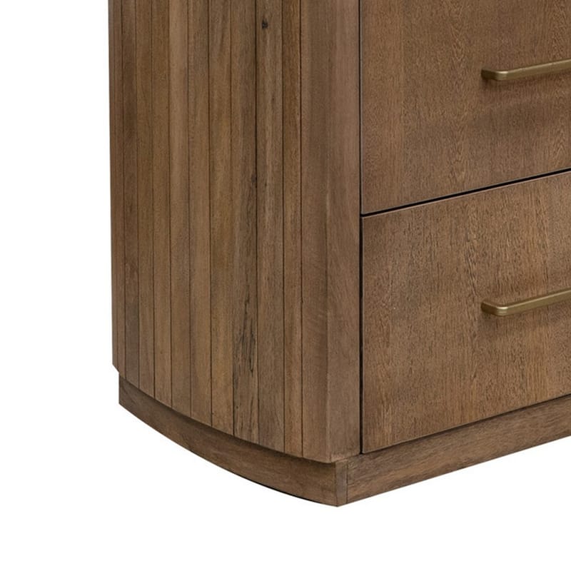 Okai Wide Dresser, 6 Drawers, Metal Handles, Farmhouse Brown Solid Wood