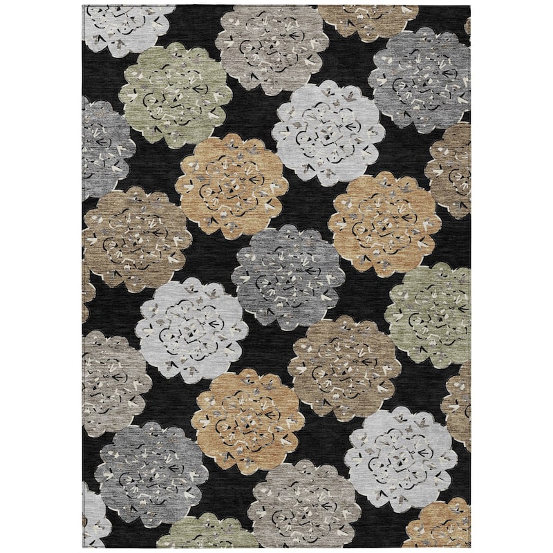 Machine Washable Indoor/ Outdoor Global Motif Chantille Rug