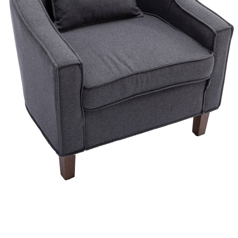 SEYNAR Mid Century Modern Barrel Chair Upholstered Club Accent Chair with Ottoman