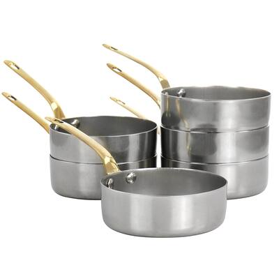 Martha Stewart 6 Piece Mini Vintage Frying Pan Set with Brass Handle - 6 Piece