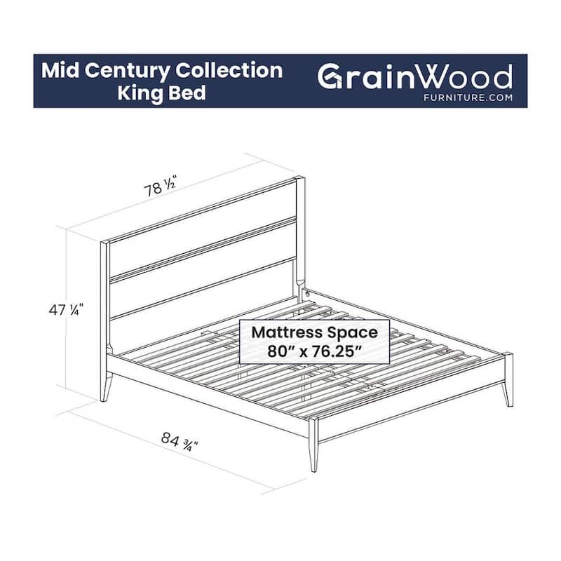 Grain Wood Furniture Mid Century Panel Bed