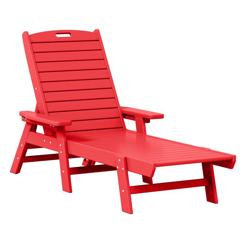 Laguna Hdpe All Weather Outdoor Patio Pool Reclining Chaise Lounge - Red