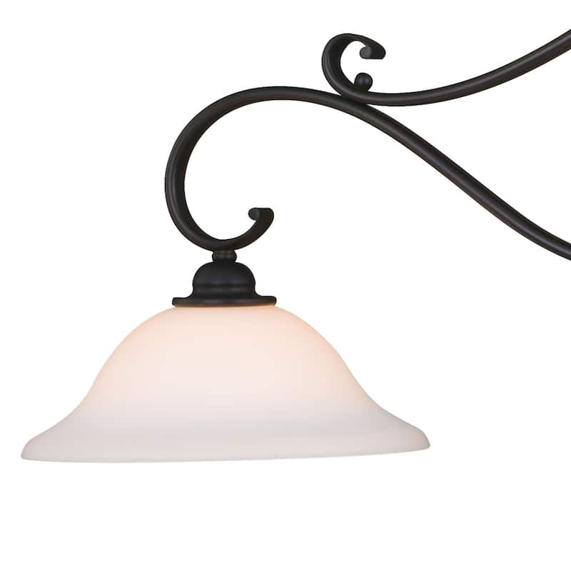 3-Light Linear Chandelier - Oil Rubbed Bronze Island Pendant Light with Glass Shade - 20.25