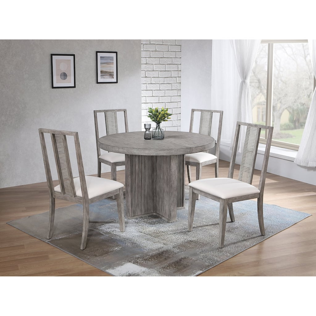 Ripple Dining Table & Max 5-Piece Dining Set In Dove Grey