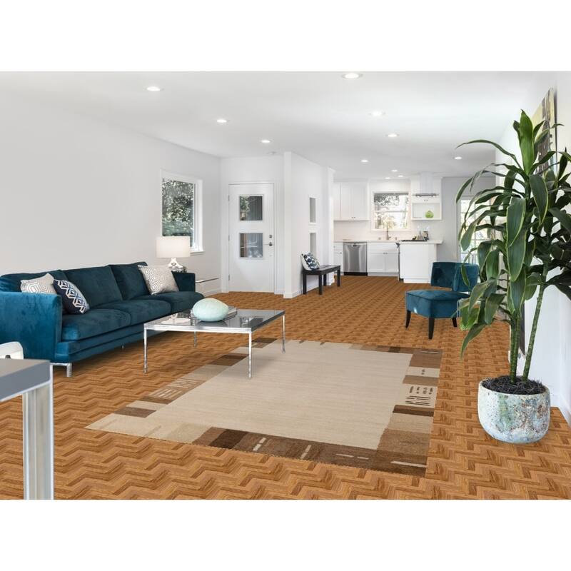 Border Gabbeh Indian Area Rug Hand-Tufted Solid Beige Wool Carpet - 5'3" x 7'7"