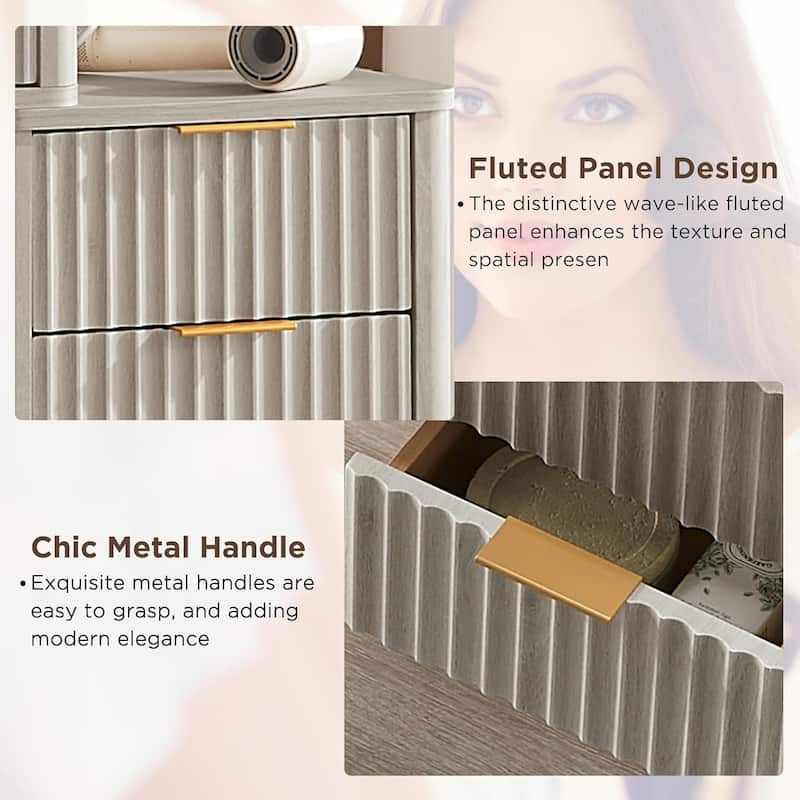 Modern Makeup Vanity Desk with HD Lighted Mirror, Dressing Table