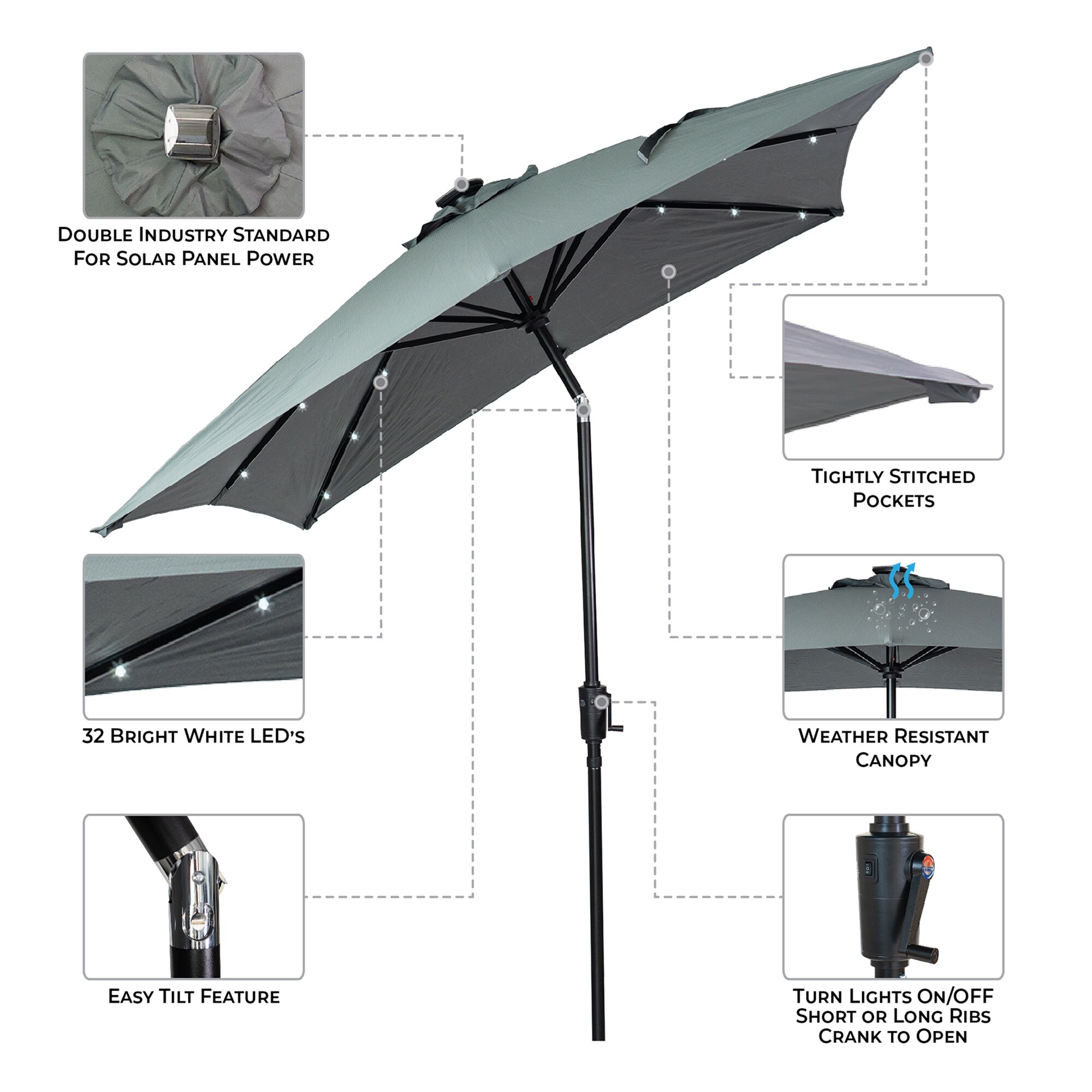 Sun-Ray 9'x7' Rectangular Solar Lighted Umbrella - On Sale - Bed Bath u0026  Beyond - 33391819