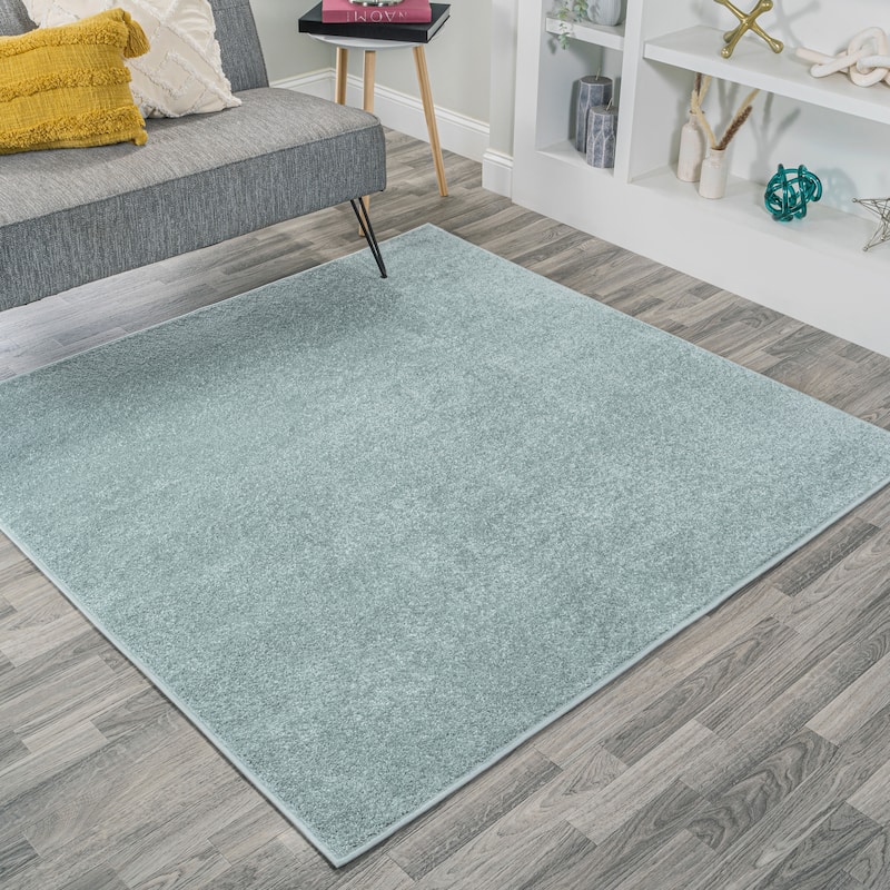 JONATHAN Y Tumbling Solid Low-Pile Area Rug - 7' Square - Light Blue