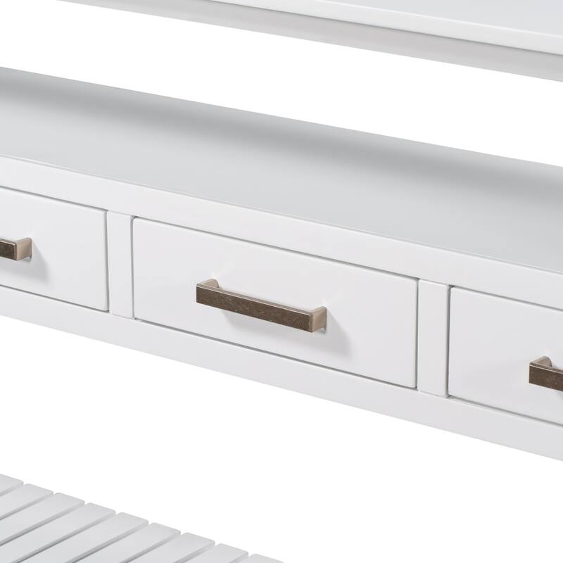 62.2" Modern Console Table with 4 Drawers and 2 Shelves