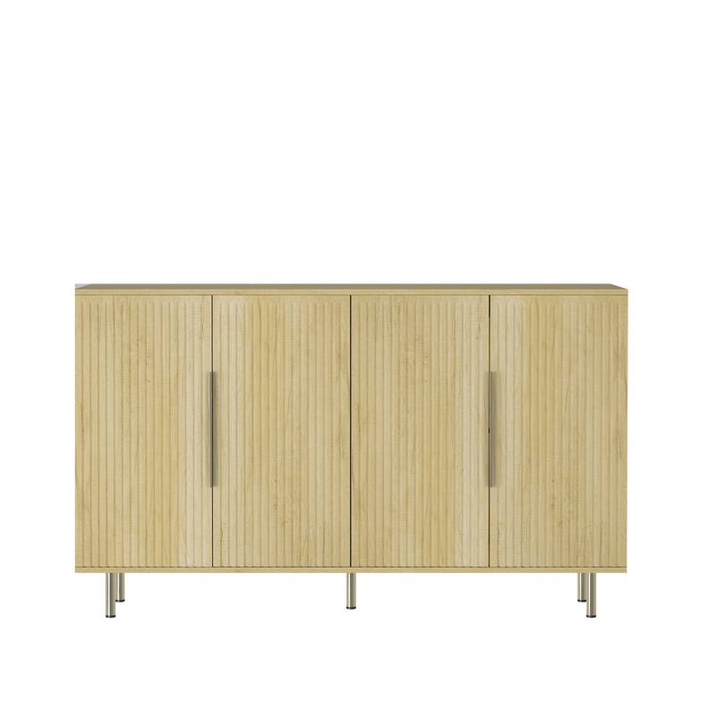 Contemporary Fluted Sideboard Buffet – Large Storage Cabinet with Adjustable Shelves, Multi-Functional Credenza