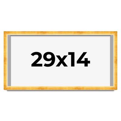 29x14 Shadow Box Frame Gold | 1.625 Inches Deep Real Wood Traditional