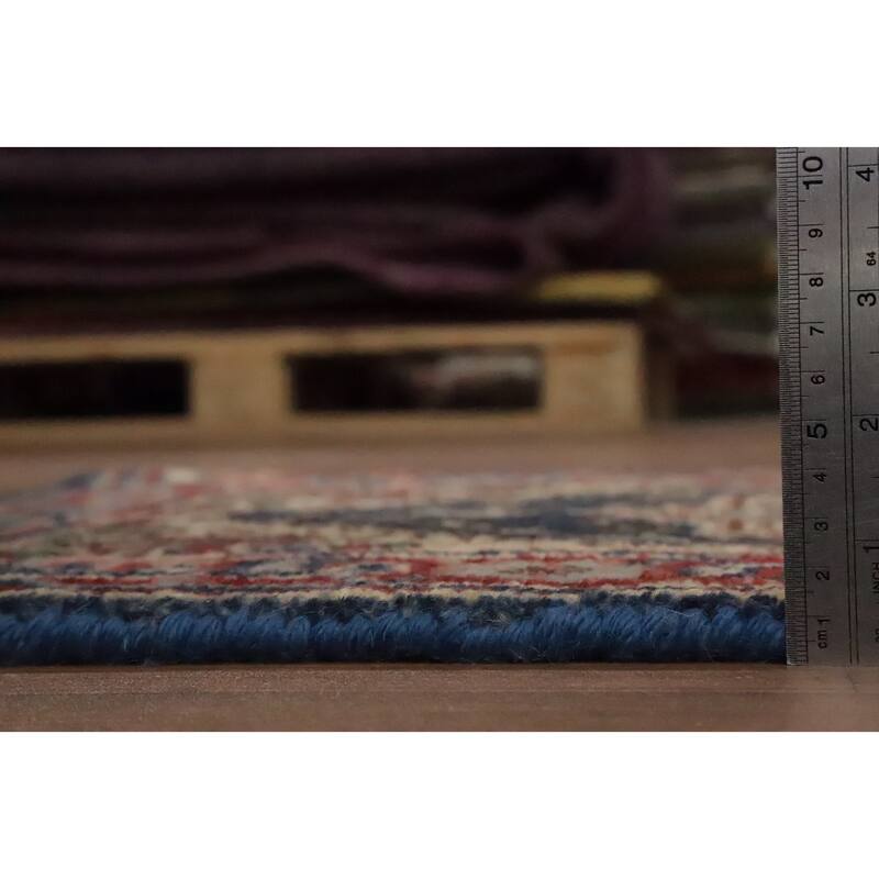 Hand Knotted Oriental 100% Wool Carpet Traditional Medallion Navy Blue & Blues Heriz (serapi) Area Rug - 3' 0'' X 2' 0''