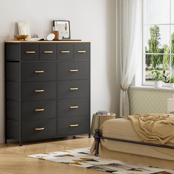 Black Dresser for Bedroom with 12 Drawers, Living Room, Large Tall Dresser for Closet
