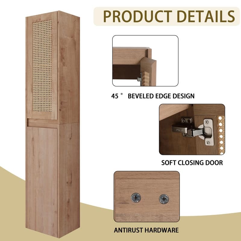 Bathroom Wall Cabinet with Soft-Closing Doors and Floating Installation Design.