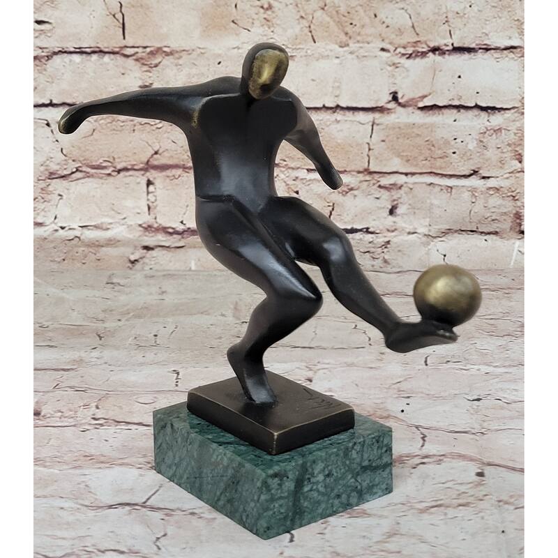Soccer Player European Football Bronze Statue Sculpture Trophy Collectible 8 Inches X 8 Inches