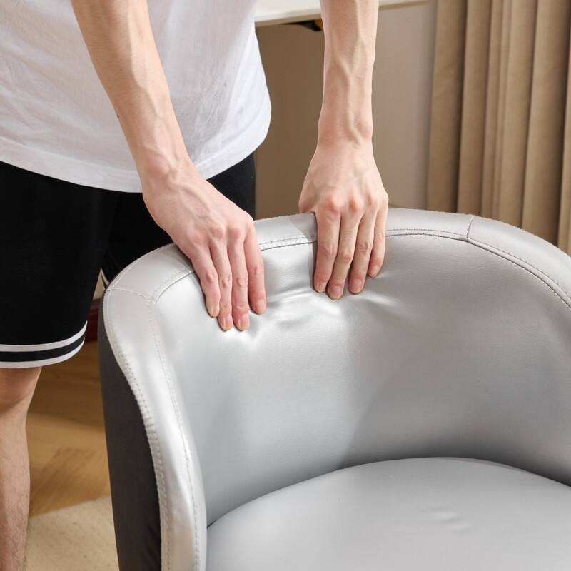 Modern PU Swivel Chair Armless Adjustable Rolling Office Desk Chair with Wheels and Backrest Support - N/A