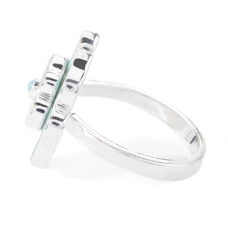 Natural Campitos Turquoise With Pearl Gemstone Ring 925 Sterling Silver Ring