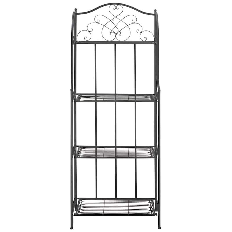 SAFAVIEH Bryn Victorian Wrought Iron 4-Tier Outdoor Bakers Rack - 25 In. W x 15 In. D x 63 In. H - 25"W x 15"D x 63"H