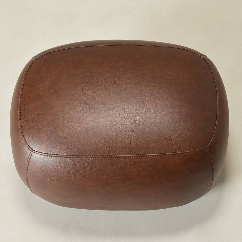 KINWELL 23" Wide Faux Leather Upholstered Ottoman Footrest, PU Entryway Footstool