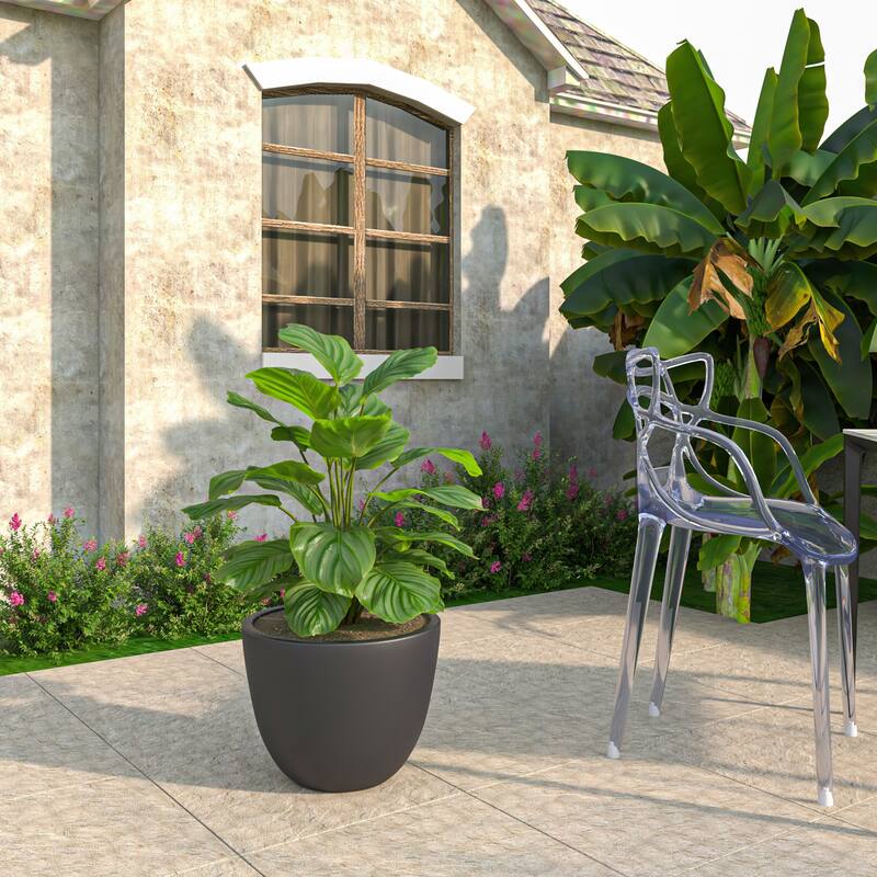 Dahlia Tapered Round Fiberstone MGO Clay Planter Pot in with Drainage for Indoor Outdoor Patio Balcony, Garden, or Living Room