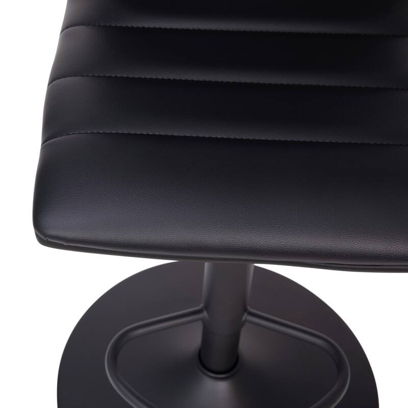 Modern Channel Stitched Adjustable Height Swivel Barstool with Footrest