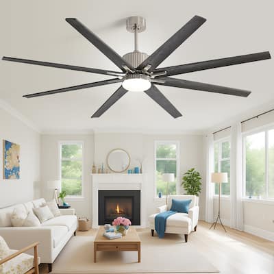 76" Smart Soild Wood Smart Ceiling Fan with Lights and Remote Phone Control Farmhouse - Large Size/76 Inch
