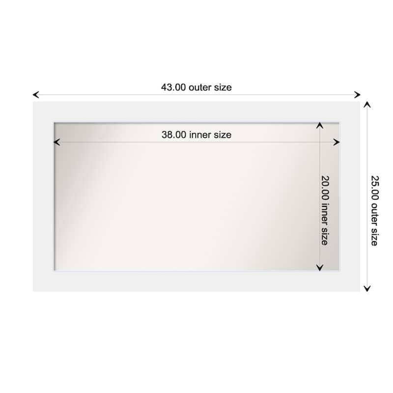 Corvino White Framed Non-Beveled Custom Wall Mirror, Bathroom Vanity Mirror - Outer Size: 43 x 25