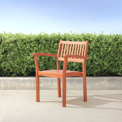 Wood Coastal Stackable Patio Armchair (Set of 2)