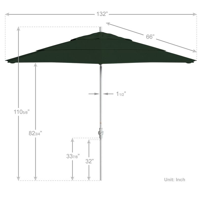 California Umbrella 11' Rd. Aluminum Patio Umbrella, Crank Lift, Collar Tilt, Dbl Wind Vent, White Finish, Sunbrella Fabric