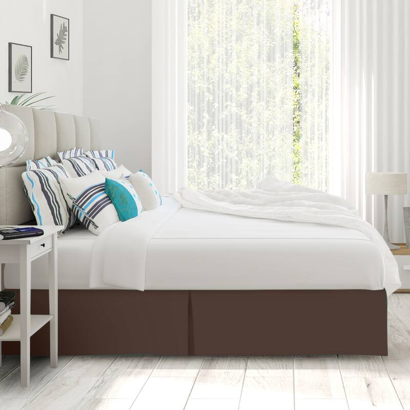 Clara Clark Pleated Bed Skirt-14 inch Tailored Drop - Soft Double Brushed Premium Microfiber Ruffle Bed Skirt - Includes 8 Pins