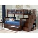 preview thumbnail 3 of 7, Columbia Twin over Full Solid Wood Staircase Bunk Bed with 2 Storage Drawers in Walnut