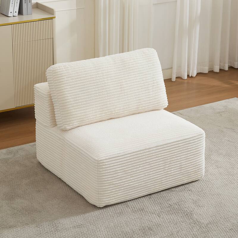 Modular Sectional Sofa Corduroy Fabric Upholstery Armless Chair