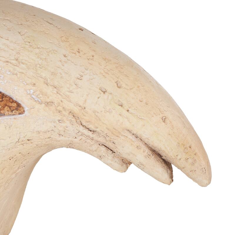 Cream Magnesium Oxide Sitting Rooster Decorative Garden Sculpture with Brown Accents