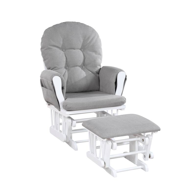 Mason Glider and Ottoman Wood and Oyster Fabric