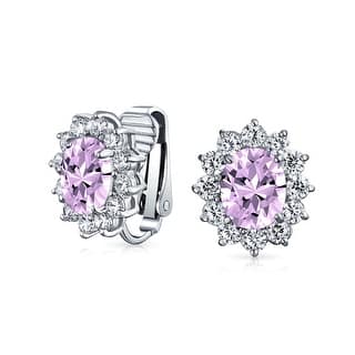 Purple Cubic Zirconia Earrings Online At Our Alexandrite Colored Cz Clip On Bridal Stud Earrings Rhodium Plated 9 Mm