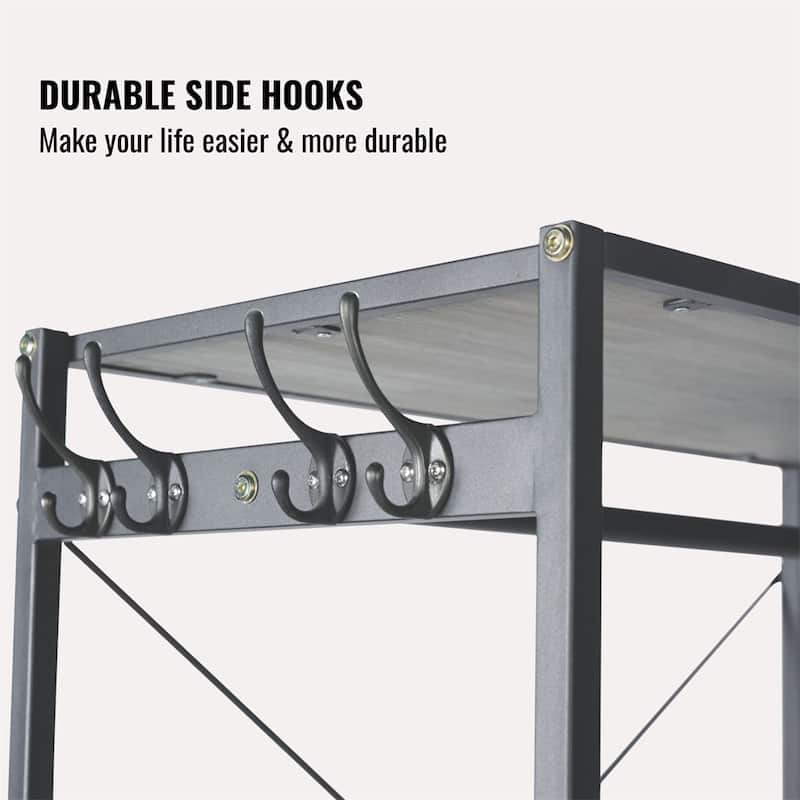 Acacia Wood Garment Racks,with Shelves,Heavy Duty Closet Organizer
