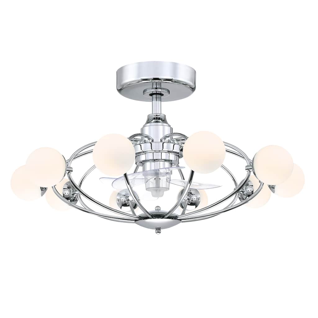 Fanimation Kerring 32 inch Indoor Ceiling Fan with LED Light Kit and Remote - Chrome with Clear Blades