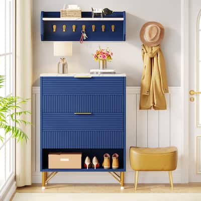 Shoe Storage Cabinet for Entryway, Modern Blue