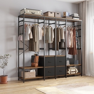 Free-Standing Closet Organizer with Shelves and Non-woven Drawers - Bed ...
