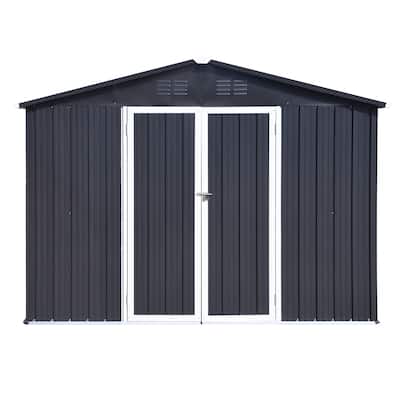 Waterproof Metal Roof Garden Shed with Hinged Door & Integrated Punched Vents Storage Shed with Heavy-duty Padlock