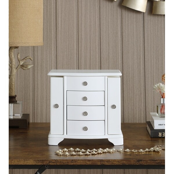 Snow White Wood Jewelry Box with 3 Drawers and 2 doors - 6*10*9.5