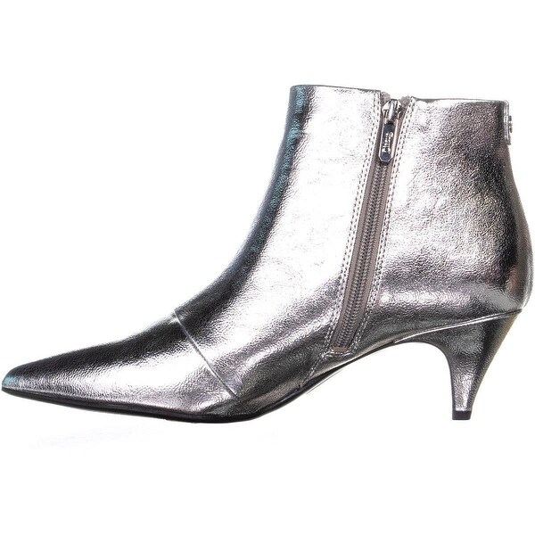 silver kitten heel ankle boots