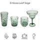 preview thumbnail 4 of 4, Abode Homewares Embossed Leaf Acrylic Drinking Glass - Sage - Set of 6