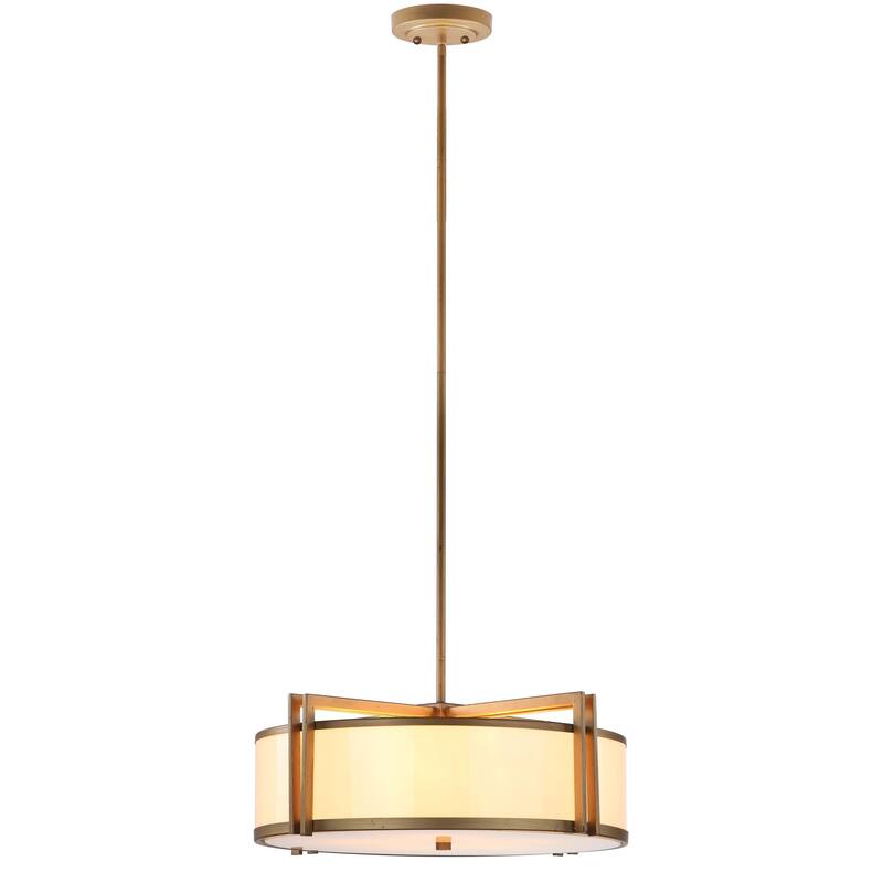 SAFAVIEH Lighting Latrice Adjustable 5-Light Drum Gold Pendant - 21"x21"x9.875-45.875" - Antique Gold - 21Wx21Dx46H