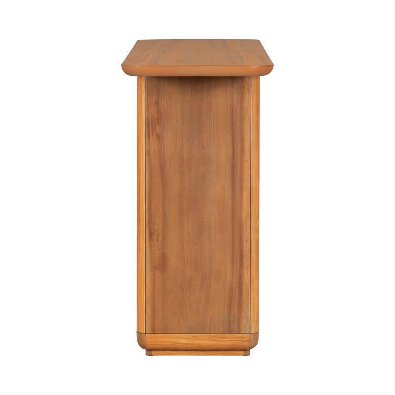 59.8" MDF Console Table with U-Shaped Base and Acacia Veneer for Living Room